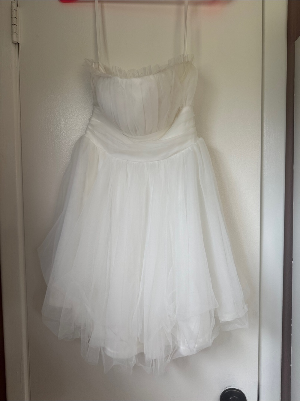 Selfie Leslie White Tulle Party Dress with Ruffle Bodice